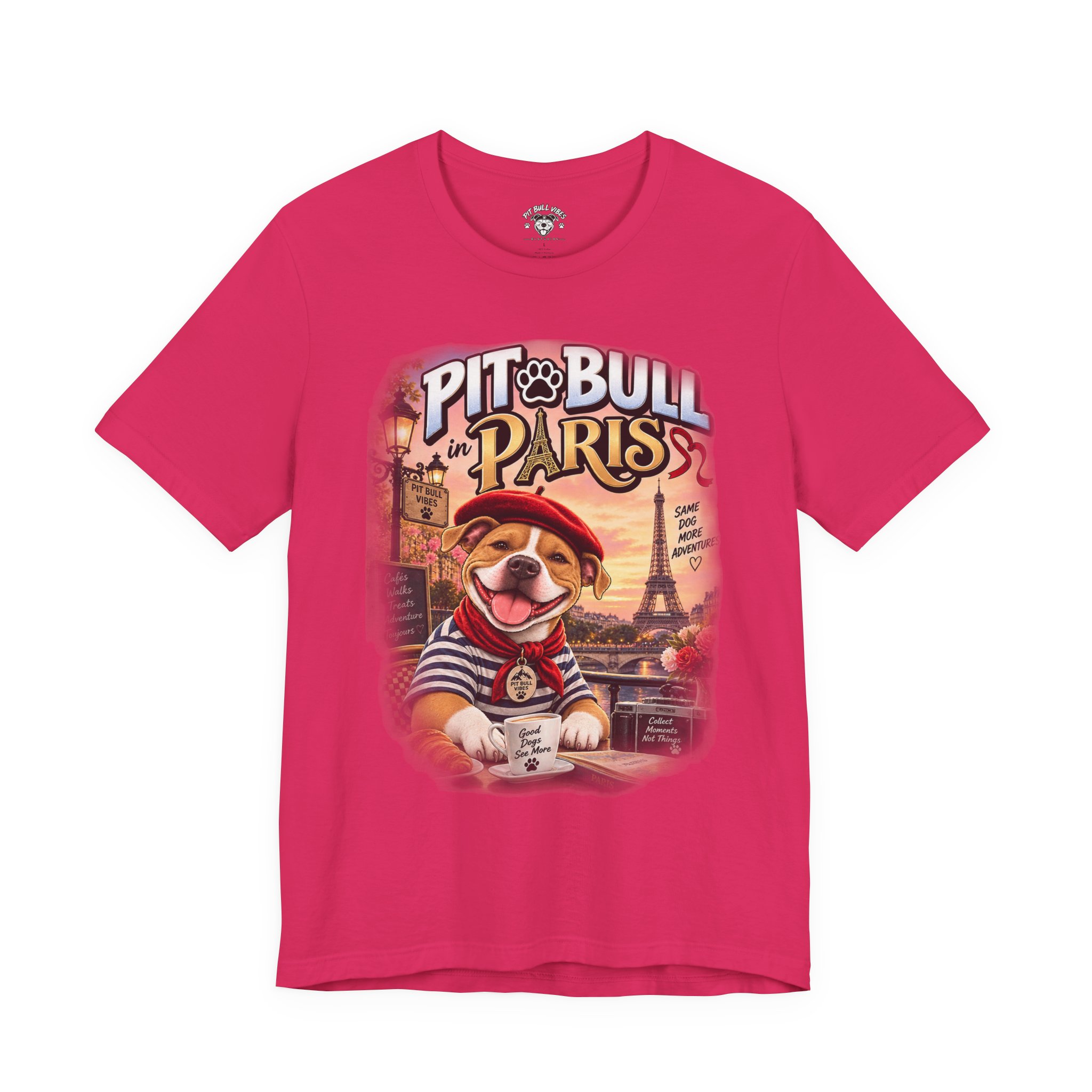 Pit Bull in Paris T-Shirt — Cute French PitBull Travel Graphic Tee - Image 25