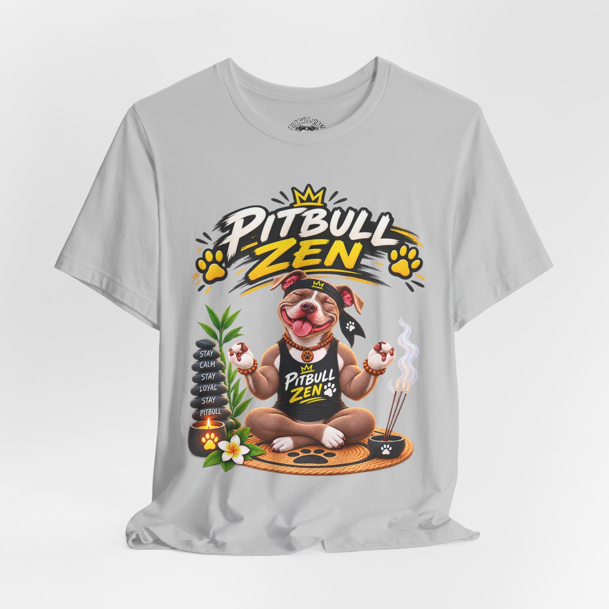 Pitbull Zen T-Shirt - Cute Meditating Pitbull Graphic Tee - Image 8